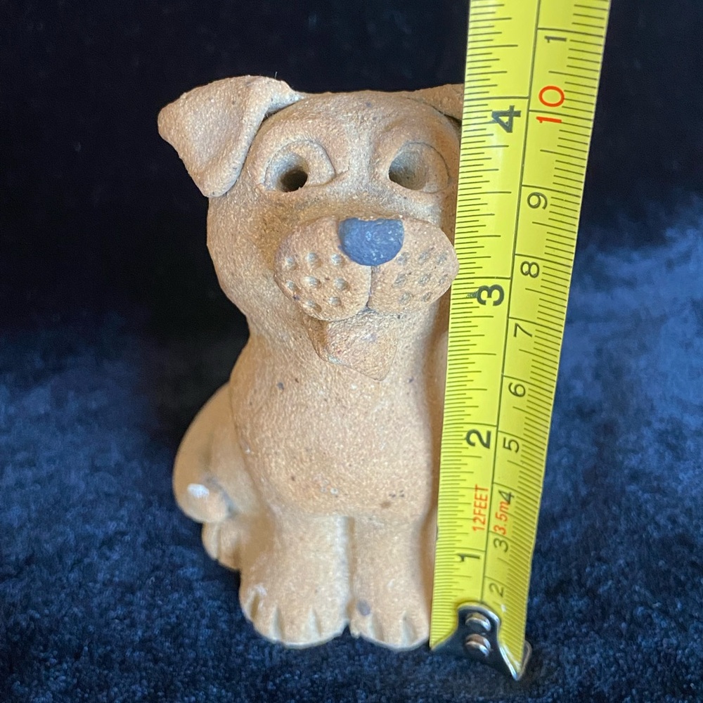 🩵 Adorable Handmade Clay Sand Textured Dog Puppy Figurine Sculpture - Picture 11 of 11